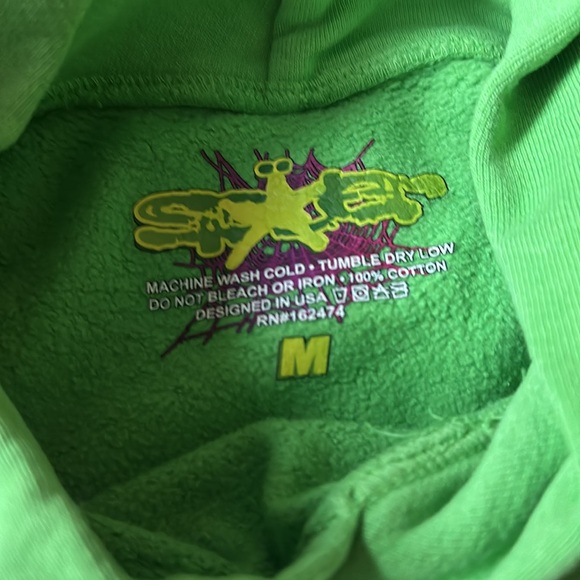 NEW Spider Worldwide × Young Thug Sp5der Green Rhinestone Hoodie Sz M - Picture 2 of 6